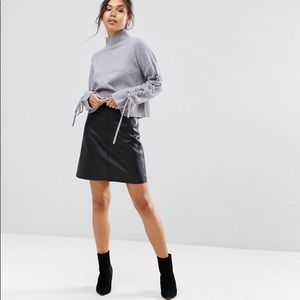 ASOS Warehouse Leather Look A-line Mini Skirt